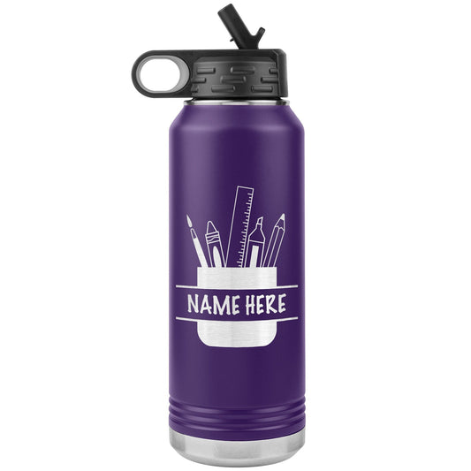 Personalized Teacher Water Bottle | Engraved 32oz Stainless Steel Tumbler | Insulated Custom Gift, End of School, Teacher Appreciation