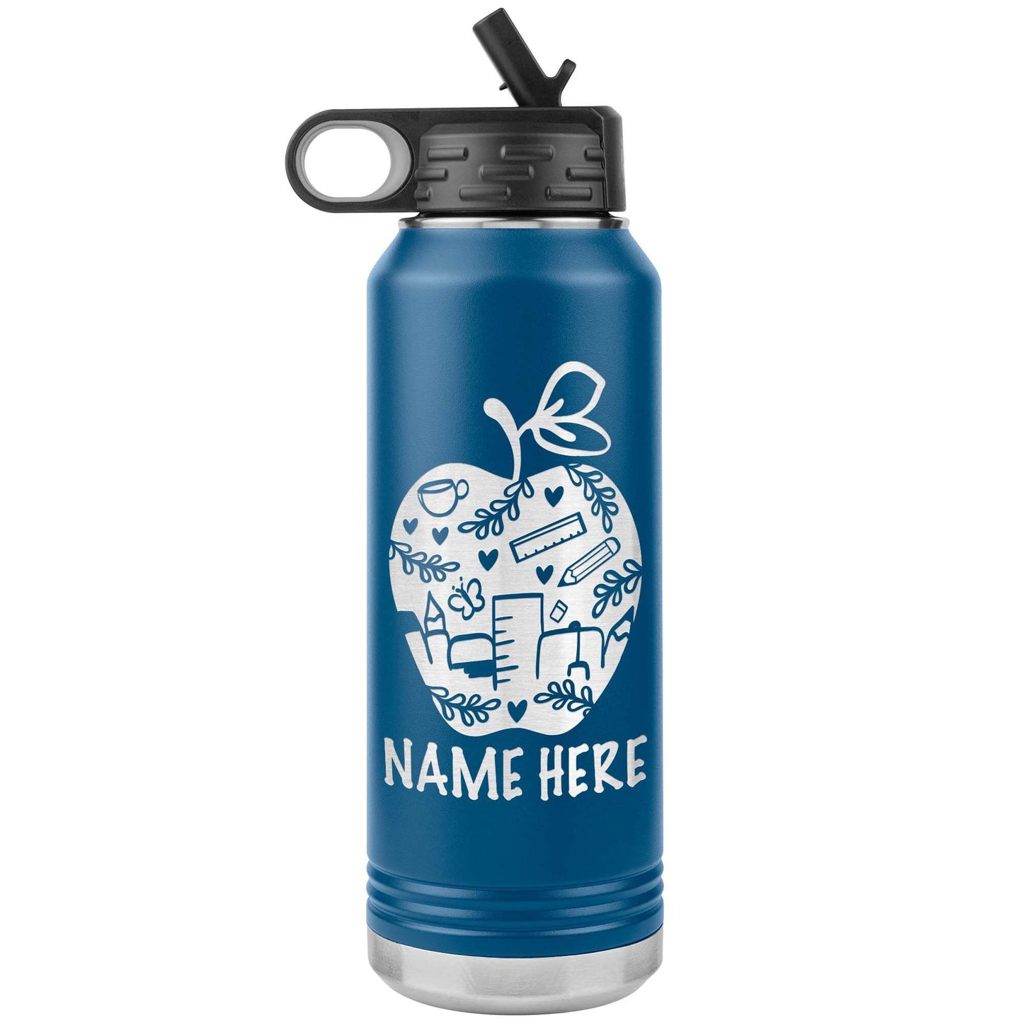Personalized Teacher Water Bottle: Engraved Stainless Steel Travel Mug