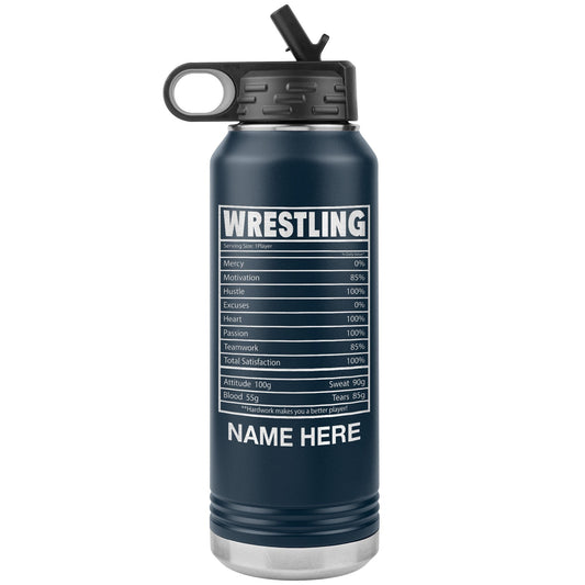Personalized Wrestling Water Bottle: Engraved Stainless Steel Tumbler