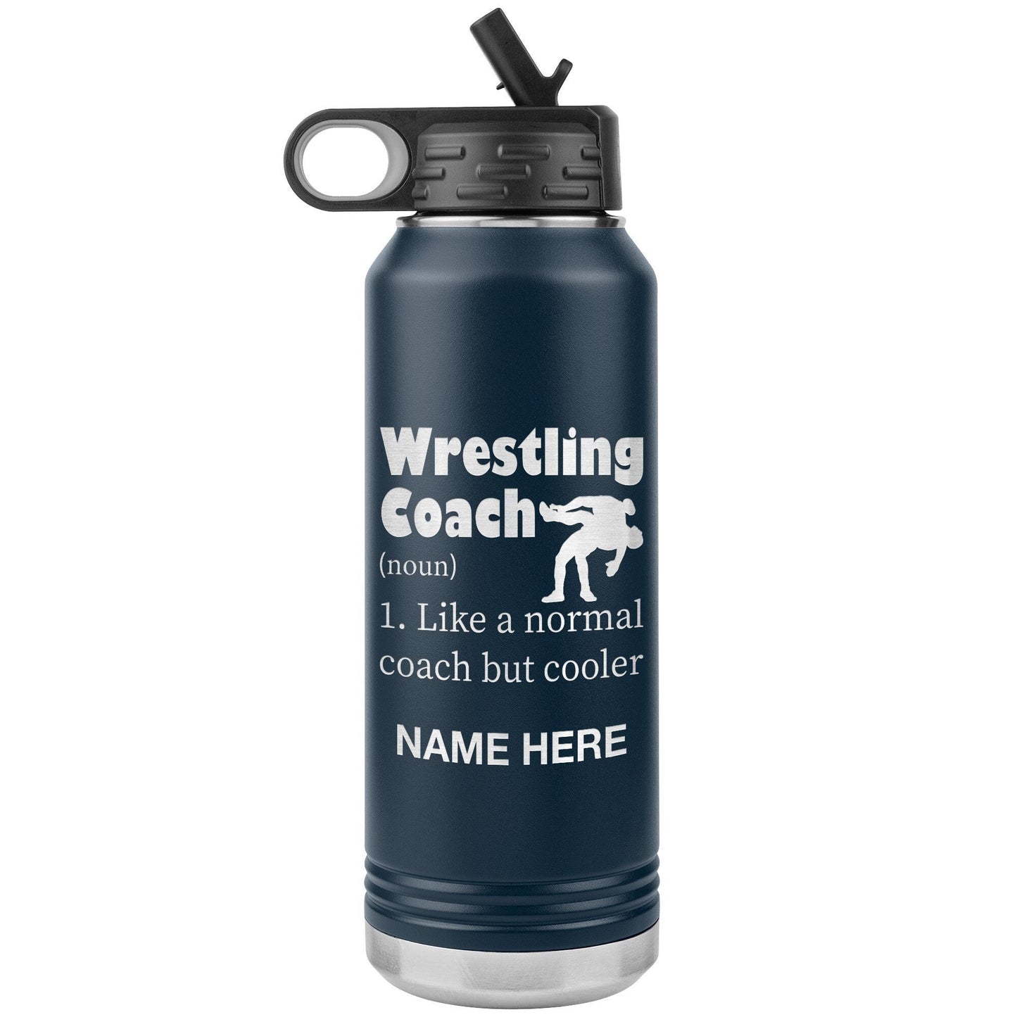 Personalized Wrestling Coach Water Bottle: Engraved Stainless Steel Tumbler
