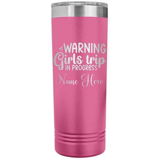 Personalized Girls Trip Tumbler: Engraved Stainless Steel Vacation Cup