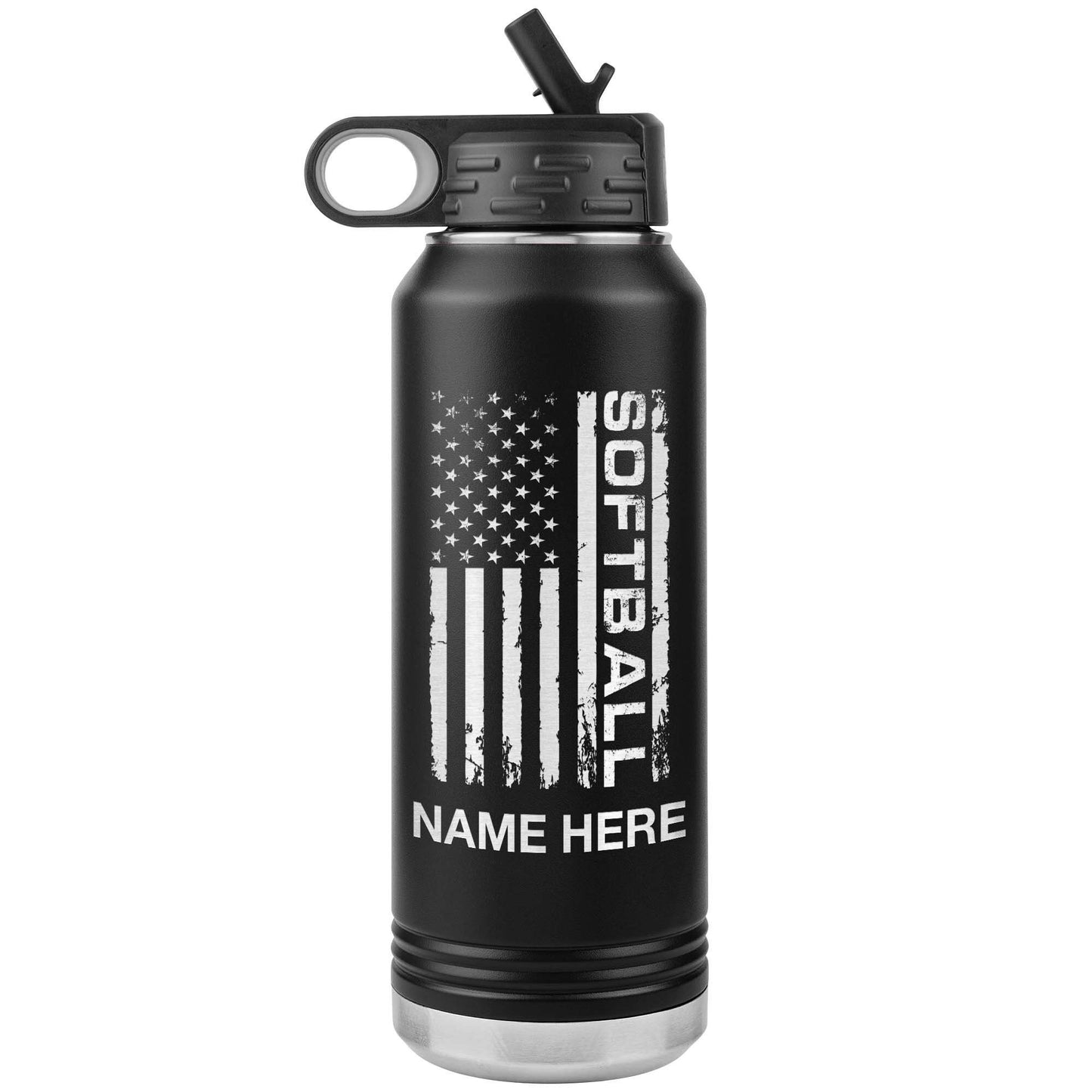 Personalized Softball Water Bottle: Laser Etched Insulated Tumbler
