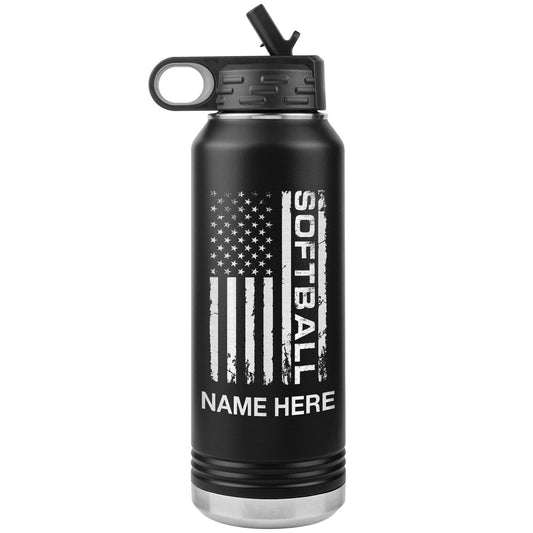 Personalized Softball Water Bottle: Laser Etched Insulated Tumbler
