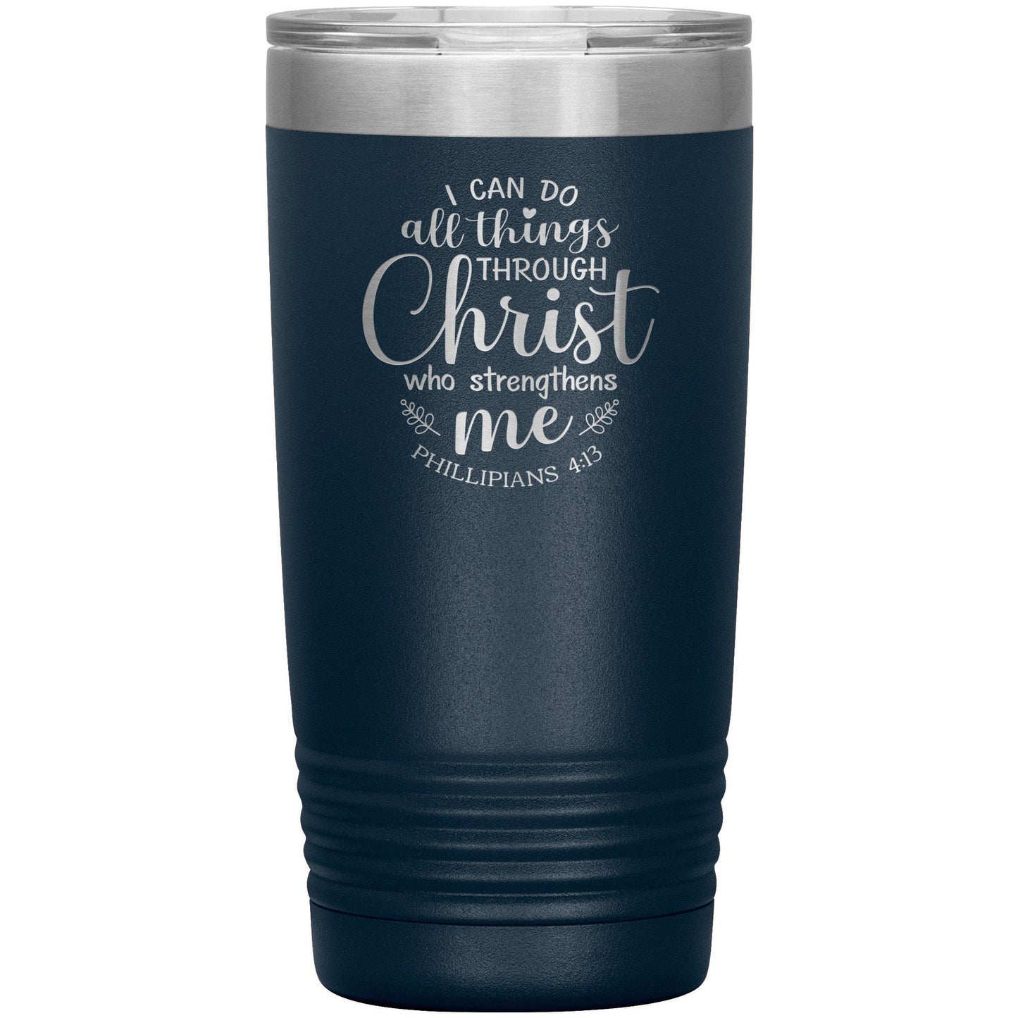Laser Etched Bible Verse Tumbler: "I Can Do All Things" Insulated Coffee Mug