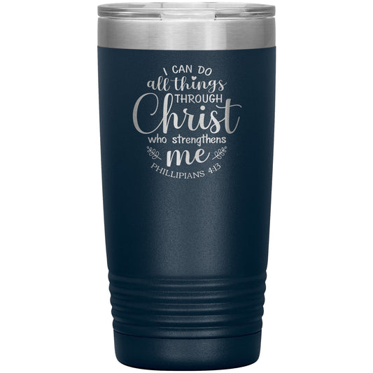 Laser Etched Bible Verse Tumbler: "I Can Do All Things" Insulated Coffee Mug