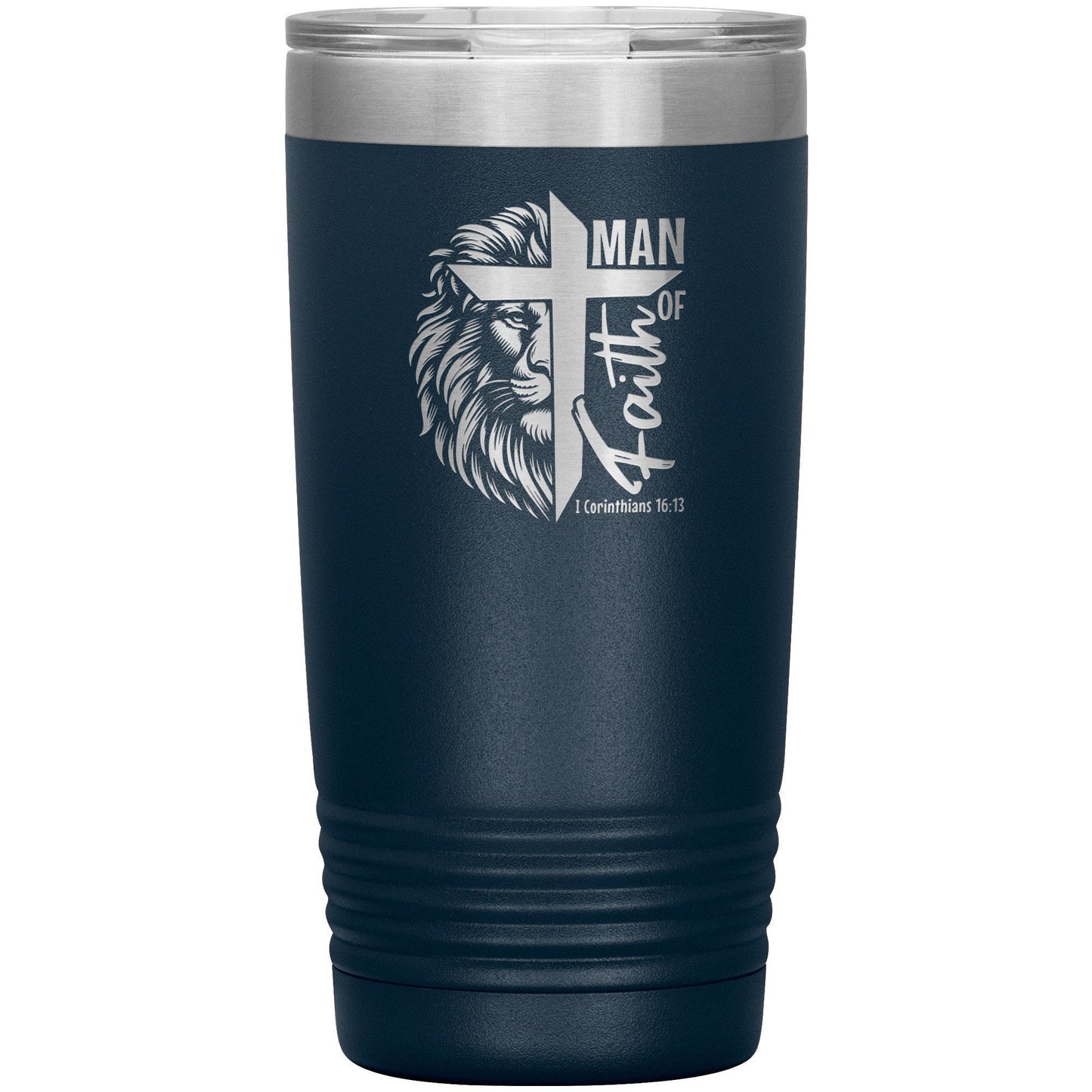 Men of God Coffee Tumbler | Laser Engraved Bible Verse Tumbler | Insulated Stainless Steel Water Bottle, Faith, Religious, Christian Gift