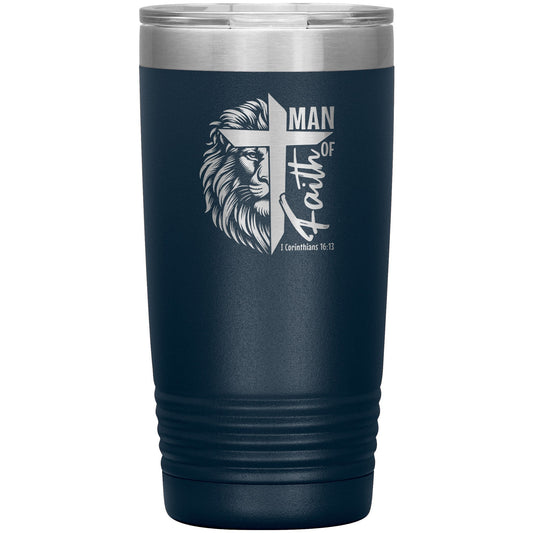 Men of God Coffee Tumbler | Laser Engraved Bible Verse Tumbler | Insulated Stainless Steel Water Bottle, Faith, Religious, Christian Gift