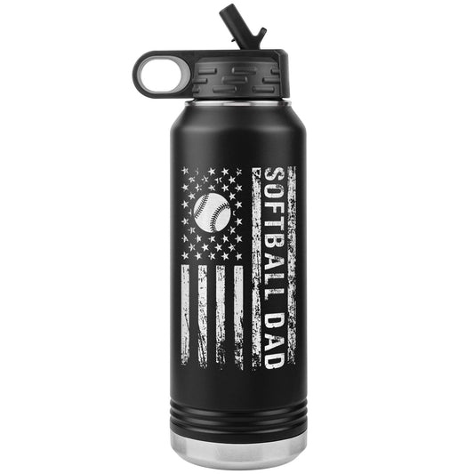 Custom Baseball/Softball Dad Water Bottle: Laser Etched Insulated Tumbler