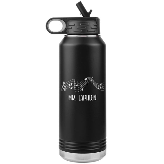 Custom Music Teacher Water Bottle: Laser Etched, 32oz Flip Top