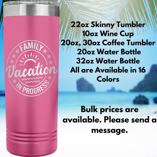 Personalized Vacation Tumbler: Engraved Stainless Steel 22oz Girls Trip Gift