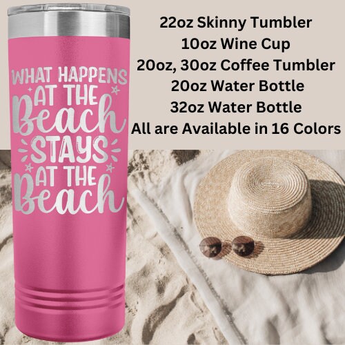 Personalized Beach Trip Tumbler: Engraved Stainless Steel, Girls Vacation Gift