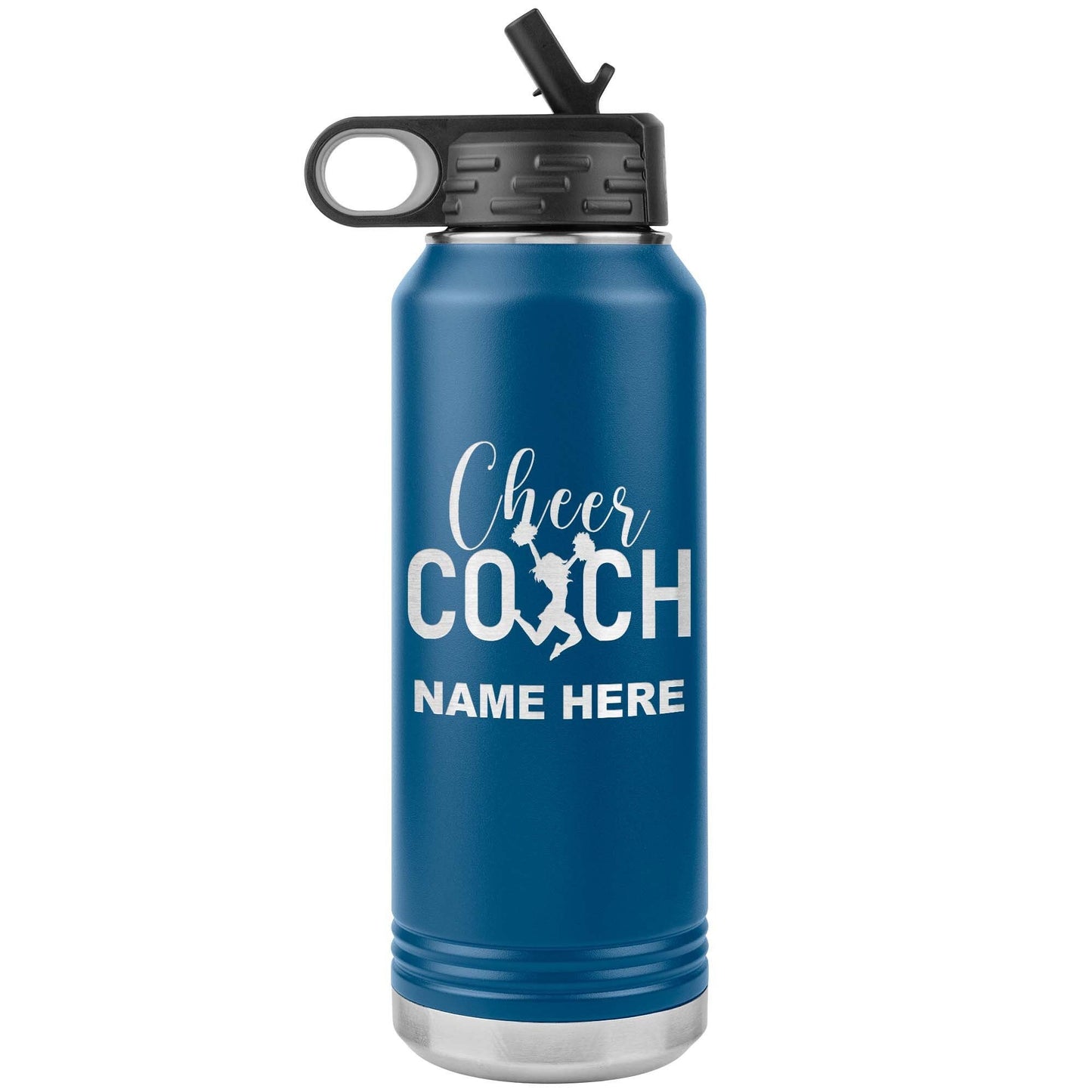 Personalized Cheerleader Water Bottle, Engraved Stainless Steel Cheer Water Bottle with Straw, Custom Etched Sports Bottle for Cheerleaders