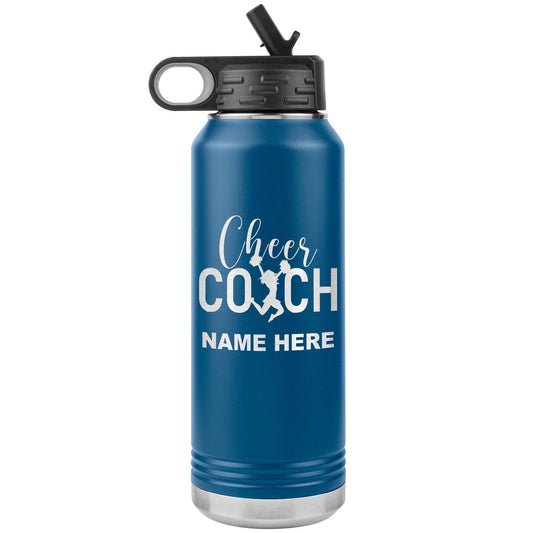 Personalized Cheerleader Water Bottle, Engraved Stainless Steel Cheer Water Bottle with Straw, Custom Etched Sports Bottle for Cheerleaders
