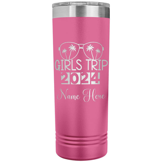 Personalized Girls Trip Tumbler: Engraved Stainless Steel Vacation Cup