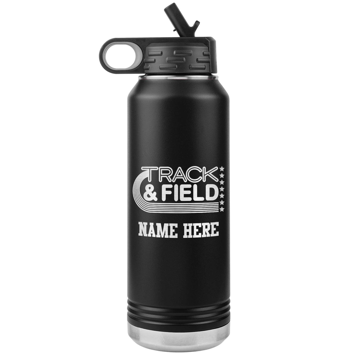 Personalized Track & Field Water Bottle|Engraved Stainless Steel Bottle|Water Bottle For Runners|Water Bottle With Flip Lid And Straw