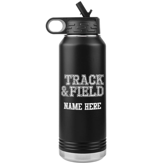 Personalized Track & Field Water Bottle|Engraved Stainless Steel Bottle|Water Bottle For Runners|Water Bottle With Flip Lid And Straw