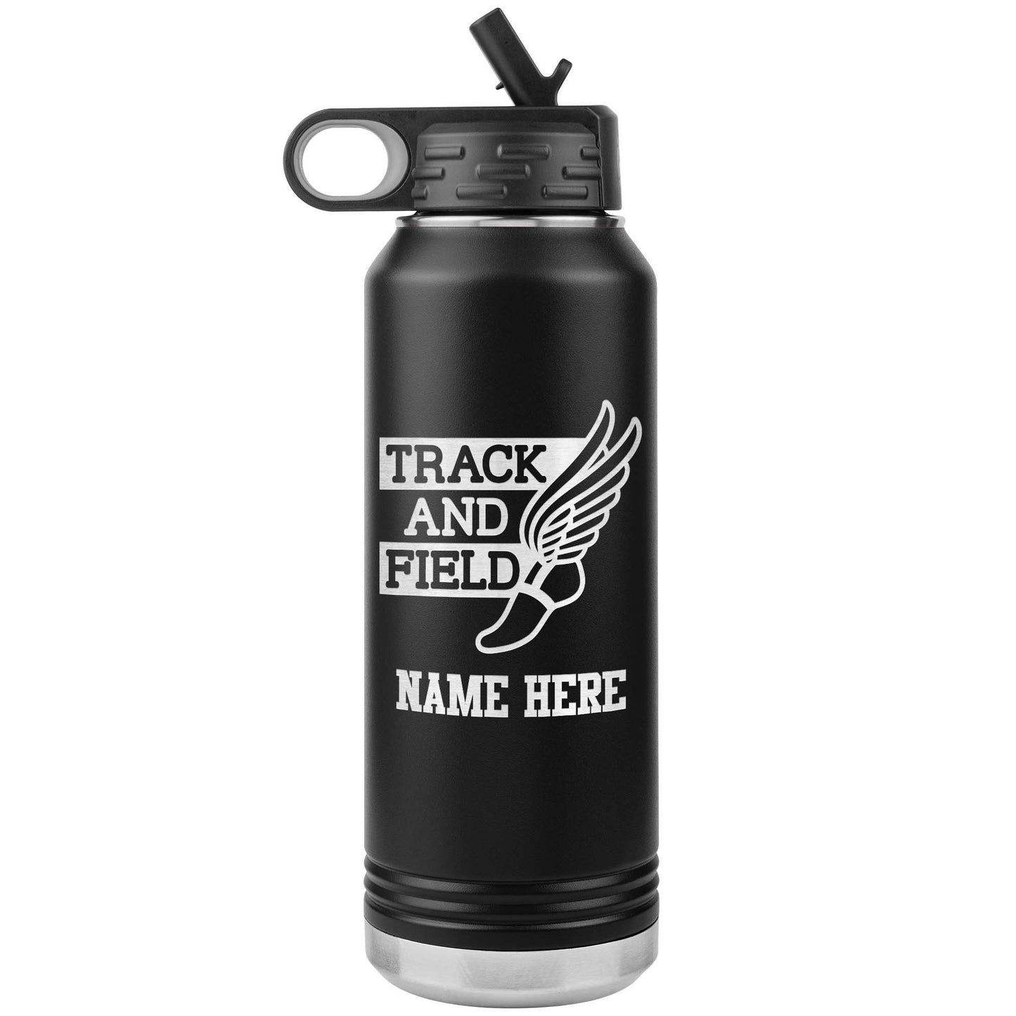 Personalized Track & Field Water Bottle|Engraved Stainless Steel Bottle|Water Bottle For Runners|Water Bottle With Flip Lid And Straw