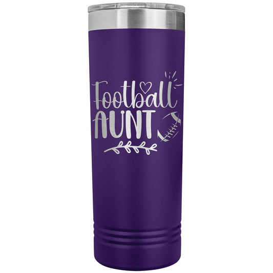 Custom Auntie Football Tumbler | Laser Etched Insulated Water Bottle Gift for Aunt | 32oz Stainless Steel, Funny Coffee Tumbler
