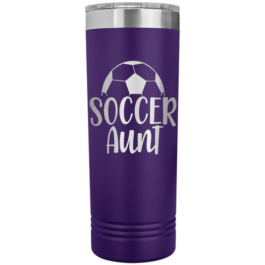 Custom Soccer Aunt Tumbler: Laser Etched Water Bottle Gift