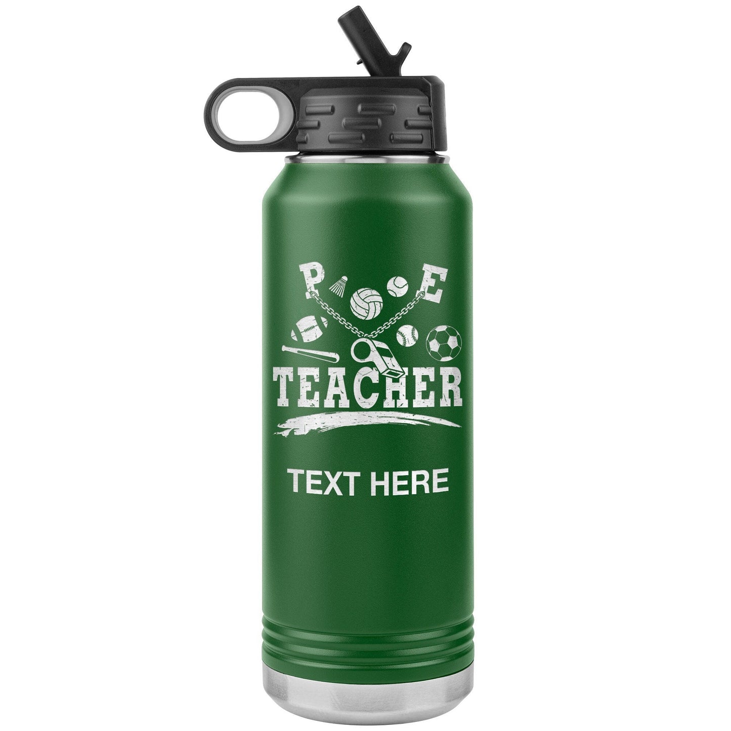 PE Teacher Water Bottle | Insulated Stainless Steel Tumbler | Custom Engraved Gift for Coach or Referee | 32oz Sweat-Free Reusable Bottle