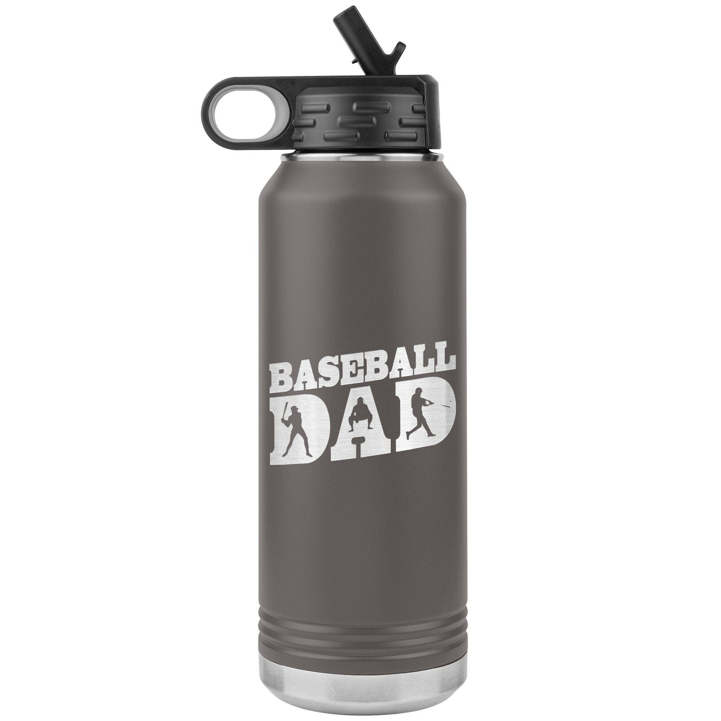 Custom Baseball Dad Water Bottle | Laser Engraved 32oz Insulated Tumbler | Stainless Steel, Vacuum-Insulated, Gift for Coaches & Sports Fans