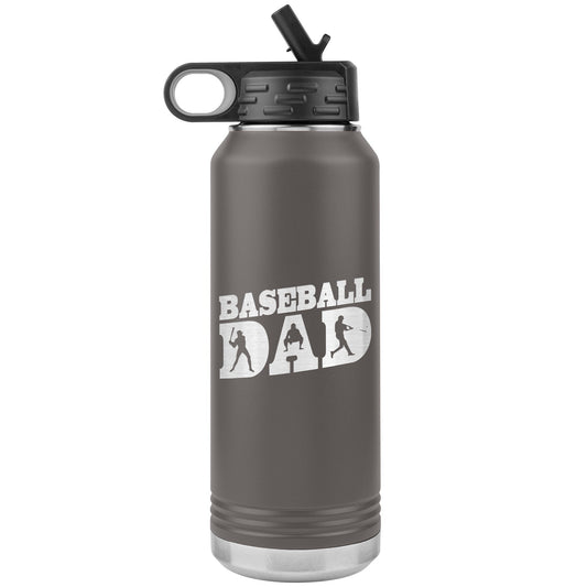 Custom Baseball Dad Water Bottle | Laser Engraved 32oz Insulated Tumbler | Stainless Steel, Vacuum-Insulated, Gift for Coaches & Sports Fans