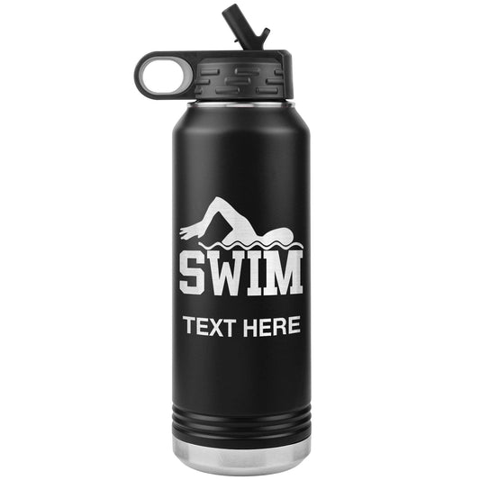 Custom Swimming Water Bottle, Personalized Insulated Tumbler for Swim Coach & Team Gift, Laser Engraved 32oz Stainless Steel Swimmer Bottle