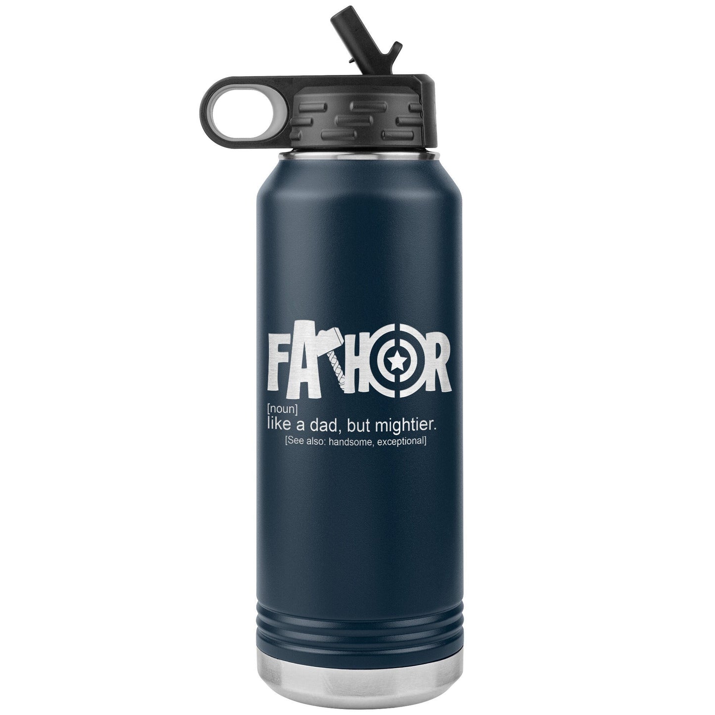 Father Like Dad But Mightier Water Bottle - Engraved Stainless Steel Tumbler