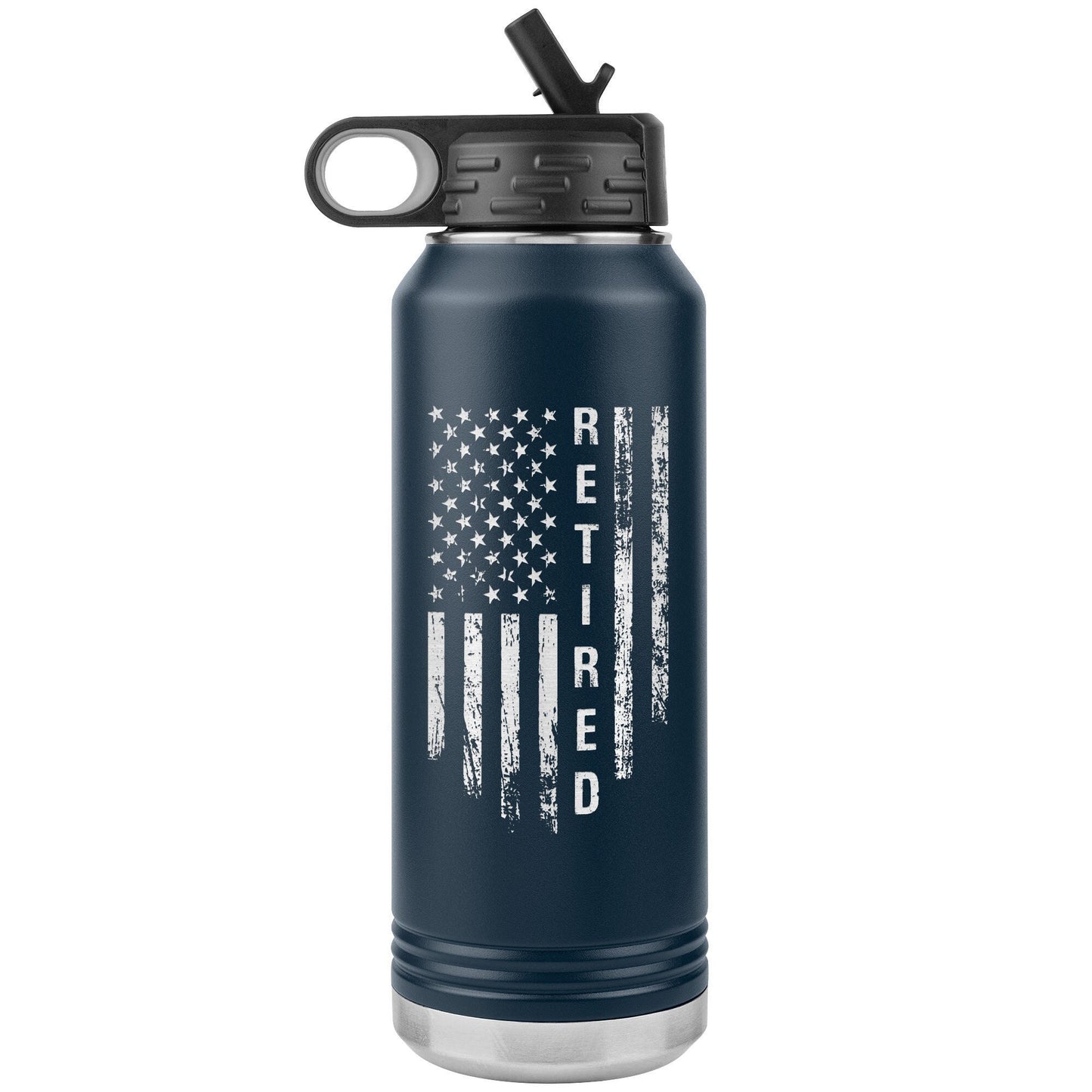 Engraved Retired Father Water Bottle: 30oz Stainless Steel Travel Mug