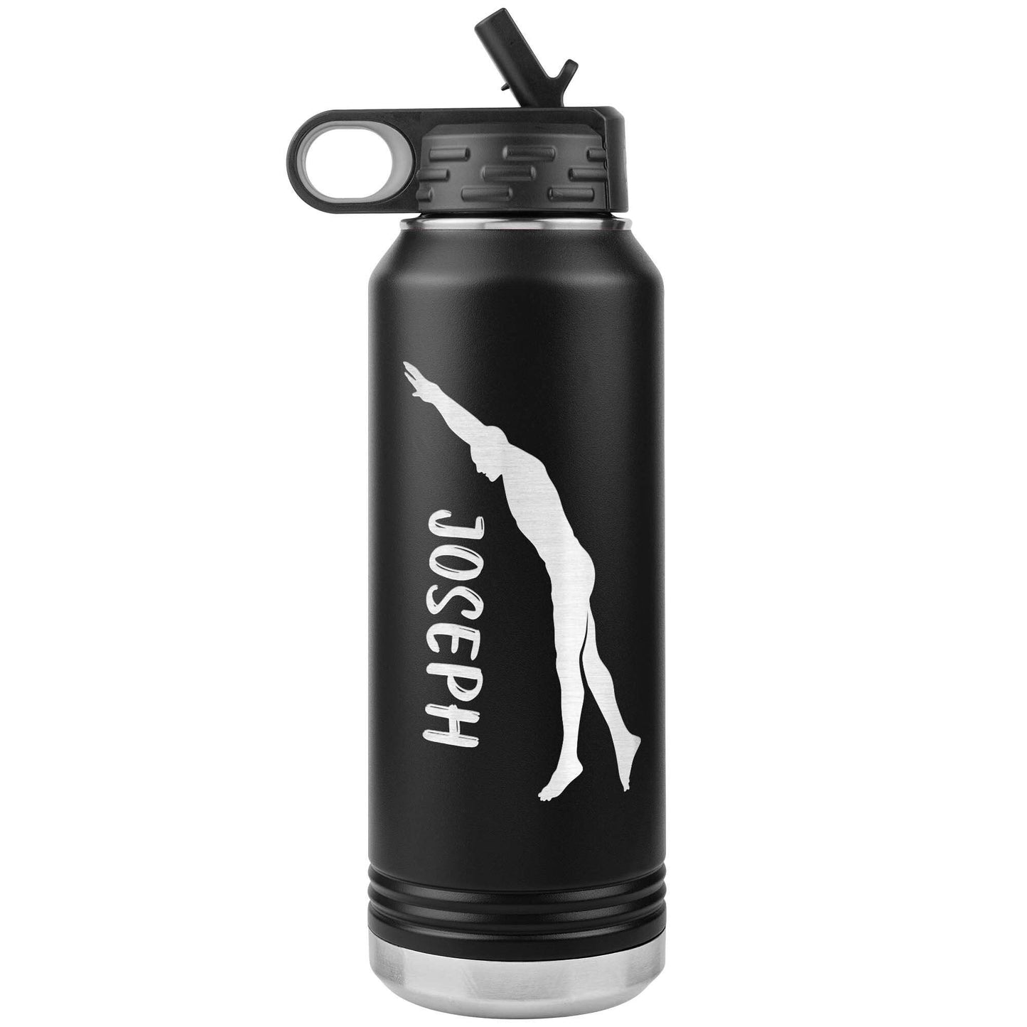Personalized Swimmer Water Bottle | 32oz Stainless Steel Vacuum-Insulated Tumbler with Laser Engraved Name, Gift for Swim Coach or Team