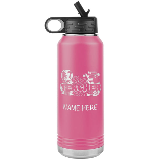 Personalized Teacher Water Bottle | Stainless Steel Insulated Tumbler with Laser Engraved Custom Name, Gift for Educators, Cold & Hot Drinks