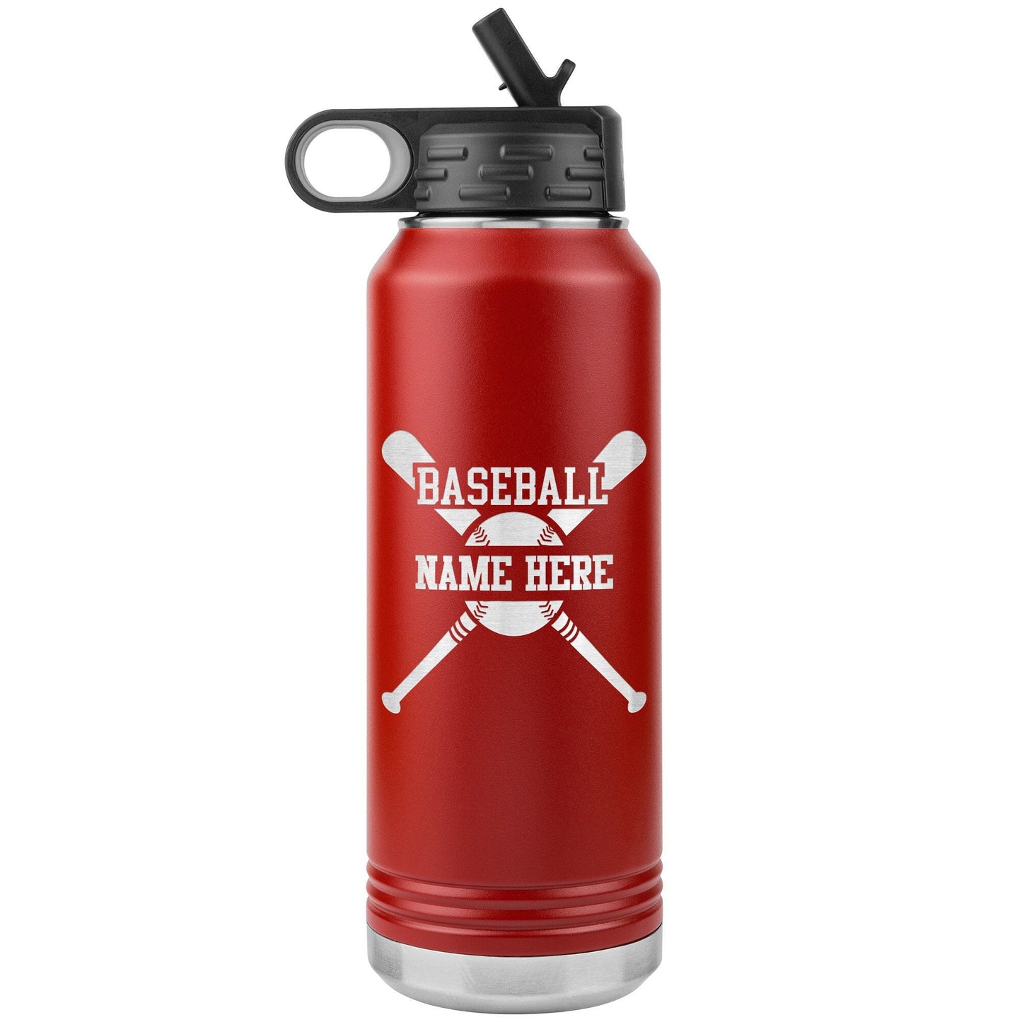 Personalized Baseball Player Water Bottle: Laser Etched Insulated Tumbler