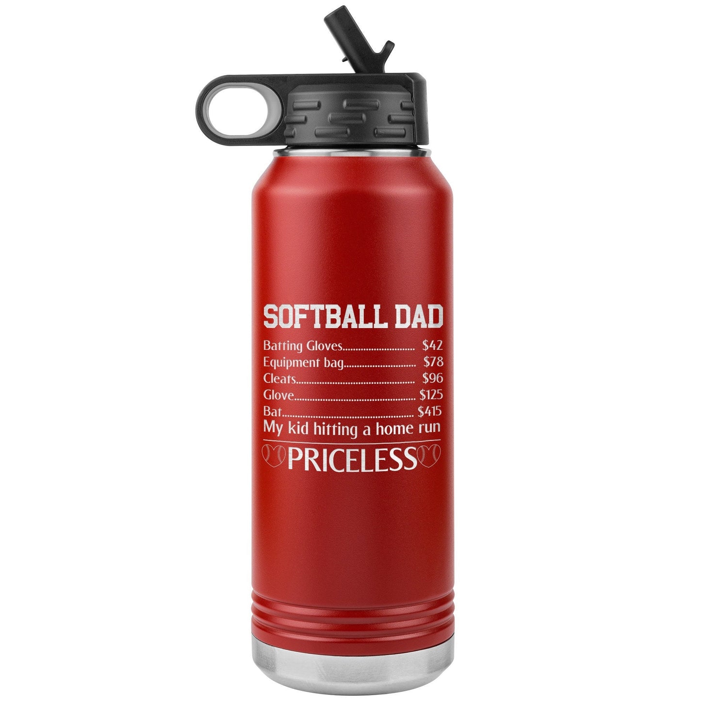 Custom Baseball Dad Water Bottle: Laser Etched Insulated Tumbler
