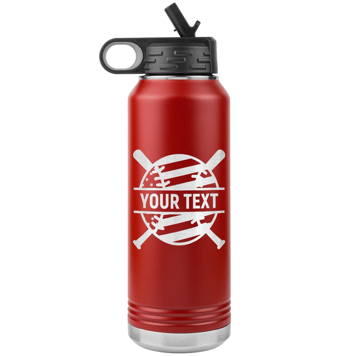 Custom Baseball Player Water Bottle: Laser Etched Insulated Tumbler