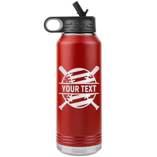 Custom Baseball Player Water Bottle: Laser Etched Insulated Tumbler