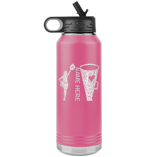 Personalized Cheerleader Water Bottle, Engraved Stainless Steel Cheer Water Bottle with Straw, Custom Etched Sports Bottle for Cheerleaders