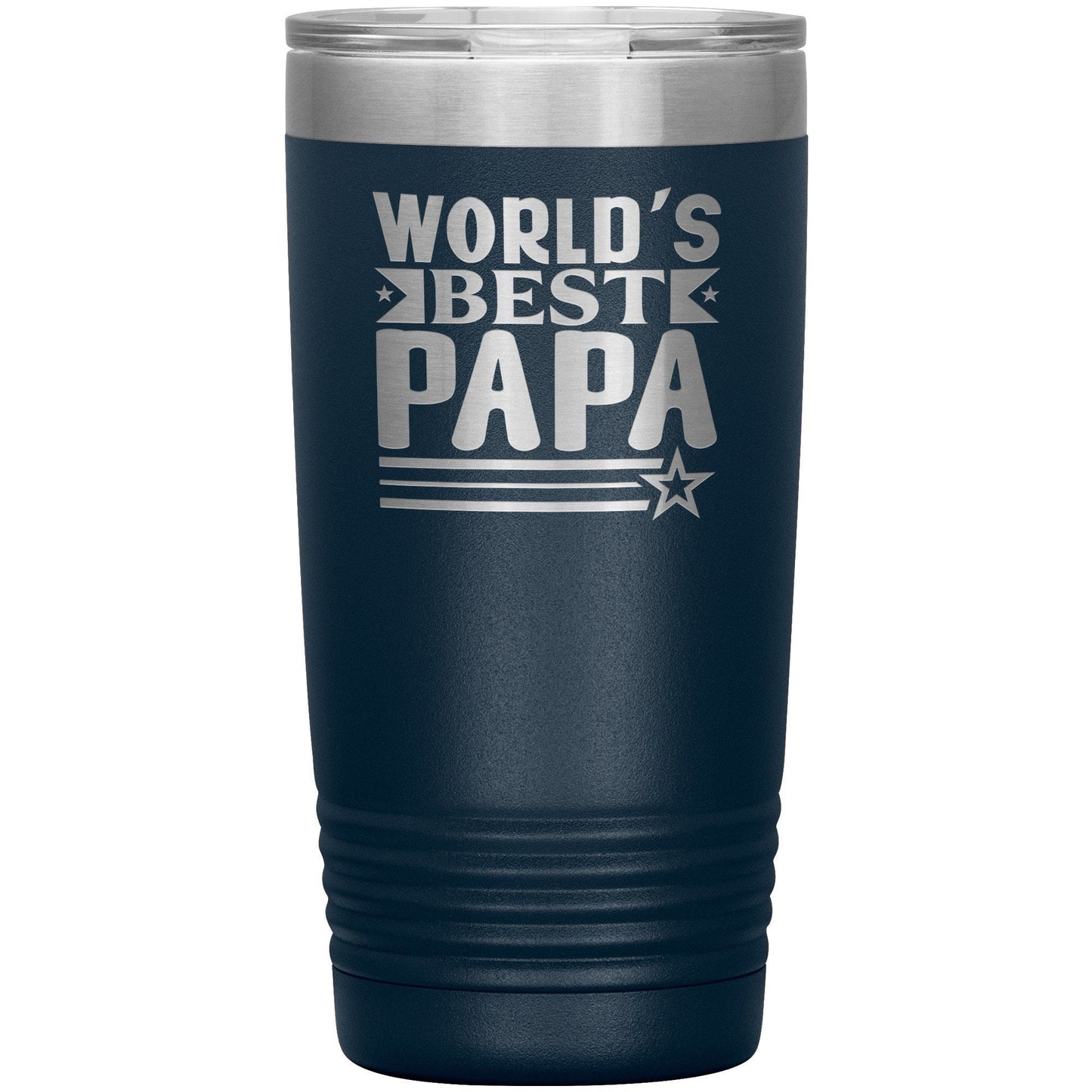 World Best Papa With Grandkids Names Travel Tumbler, Father's Day Gift for Grandpa, Grandpa Coffee Mug, Laser Etched Grandpa Insulated Mug