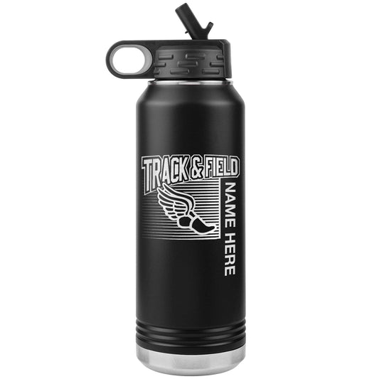 Personalized Track & Field Water Bottle|Engraved Stainless Steel Bottle|Water Bottle For Runners|Water Bottle With Flip Lid And Straw