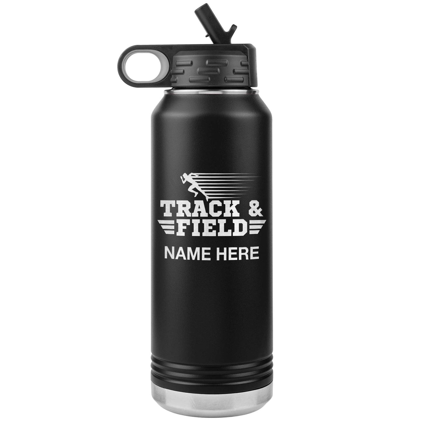 Personalized Track & Field Water Bottle|Engraved Stainless Steel Bottle|Water Bottle For Runners|Water Bottle With Flip Lid And Straw
