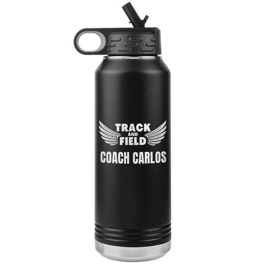 Personalized Track & Field Water Bottle|Engraved Stainless Steel Bottle|Water Bottle For Runners|Water Bottle With Flip Lid And Straw