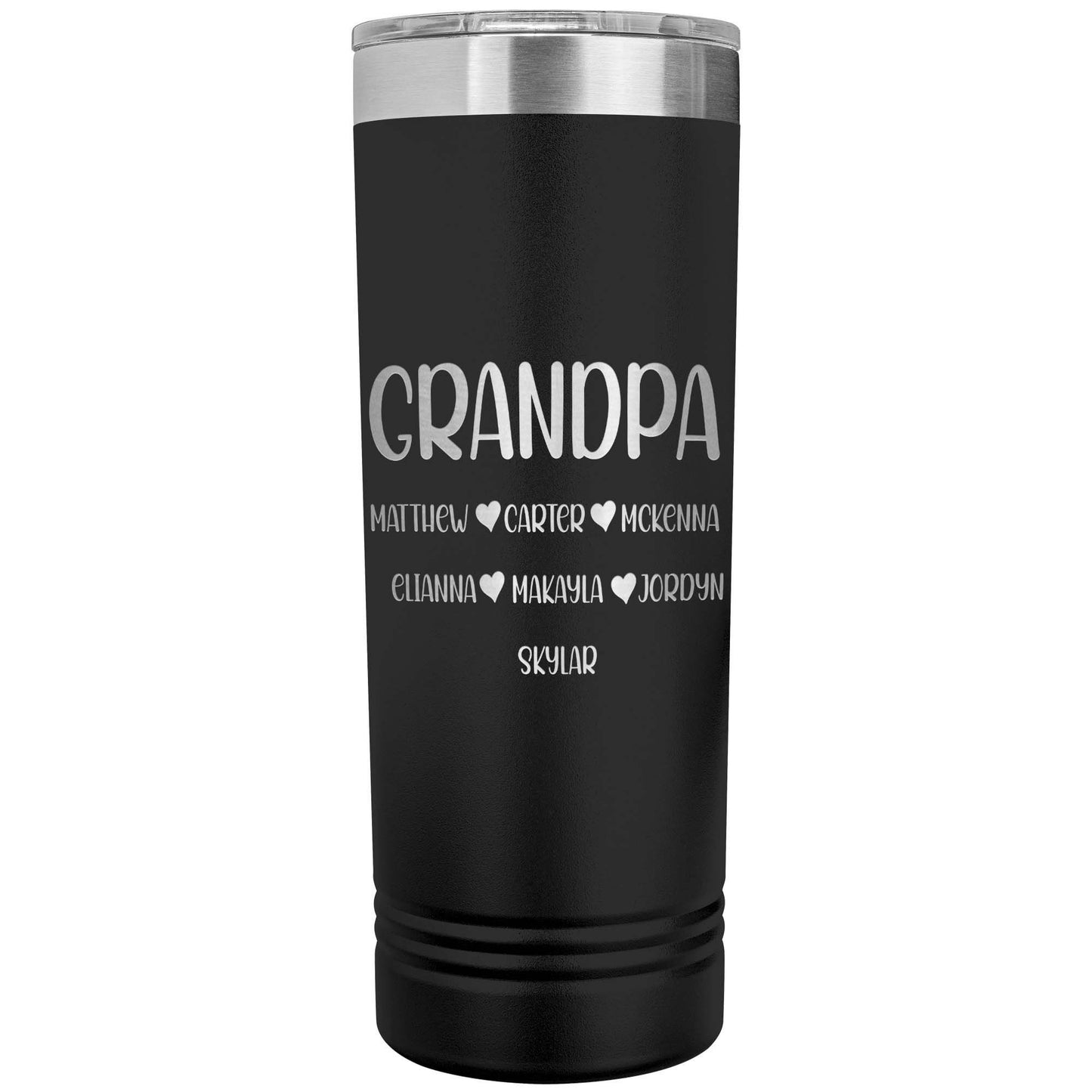 Grandpa With Grandkids Names Skinny Tumbler, Father's Day Gift for Grandpa, Grandpa Coffee Mug, Laser Etched Grandpa Insulated Tumbler Gift