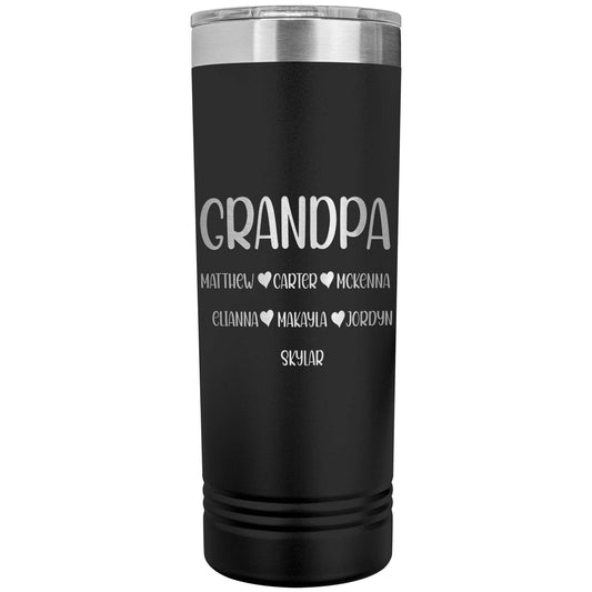 Grandpa With Grandkids Names Skinny Tumbler, Father's Day Gift for Grandpa, Grandpa Coffee Mug, Laser Etched Grandpa Insulated Tumbler Gift