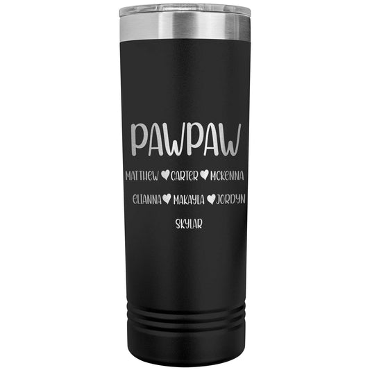PawPaw With Grandkids Names Skinny Tumbler, Father's Day Gift for Grandpa, Grandpa Coffee Mug, Laser Etched Grandpa Insulated Tumbler Gift