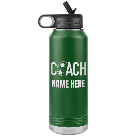 Personalized Soccer Coach Water Bottle: Laser Etched Insulated Tumbler