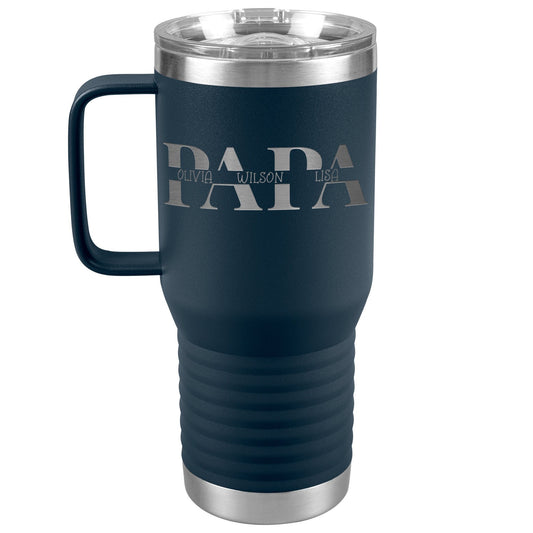 Personalized Grandpa Travel Tumbler, Laser Engraved Insulated Coffee Mug, 20oz Stainless Steel, Gift for Dad, Grandfather, Dad Water Bottle