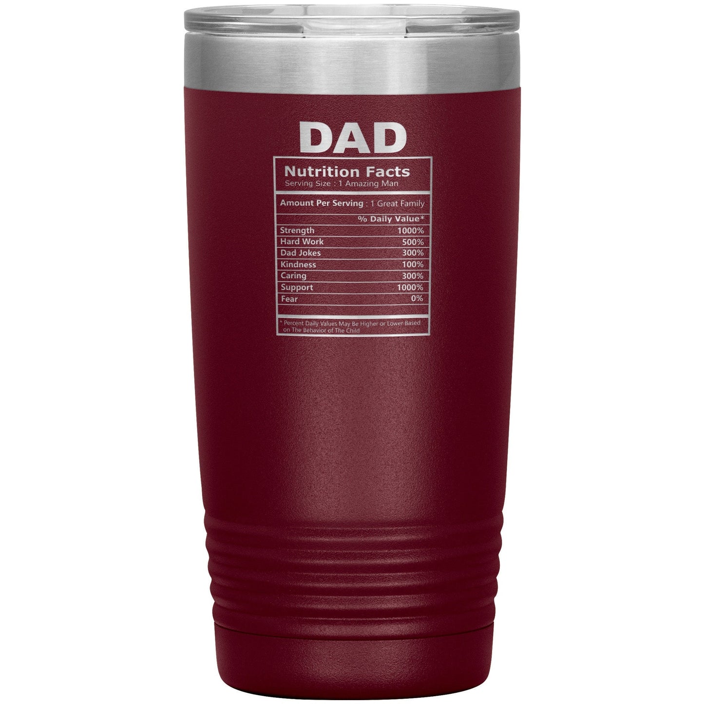 Dad Nutrition Fact Coffee Tumbler, Funny Dad Travel Tumbler, Father's Day Gift for Grandpa, Dad Coffee Mug, Laser Etched Dad Tumbler Gift