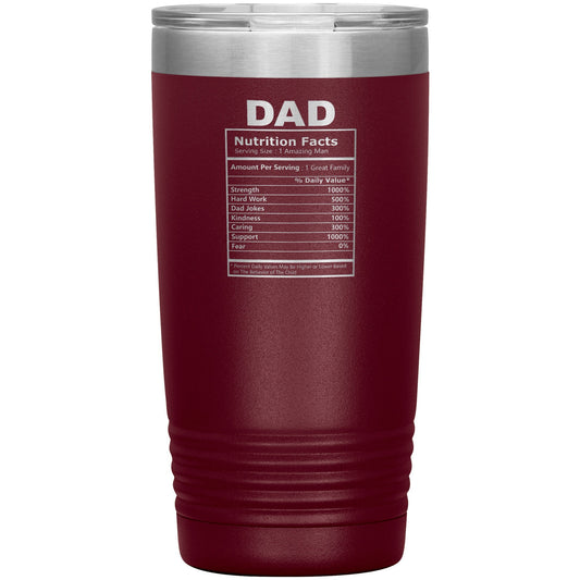 Dad Nutrition Fact Coffee Tumbler, Funny Dad Travel Tumbler, Father's Day Gift for Grandpa, Dad Coffee Mug, Laser Etched Dad Tumbler Gift