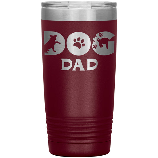 Dog Dad Tumbler: Engraved Stainless Steel Water Bottle Gift