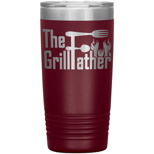 The Grill Father Coffee Tumbler: Laser Etched Dad Travel Mug