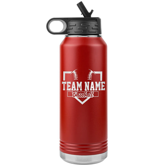 Custom Baseball Team Water Bottle: Laser Etched Insulated Tumbler